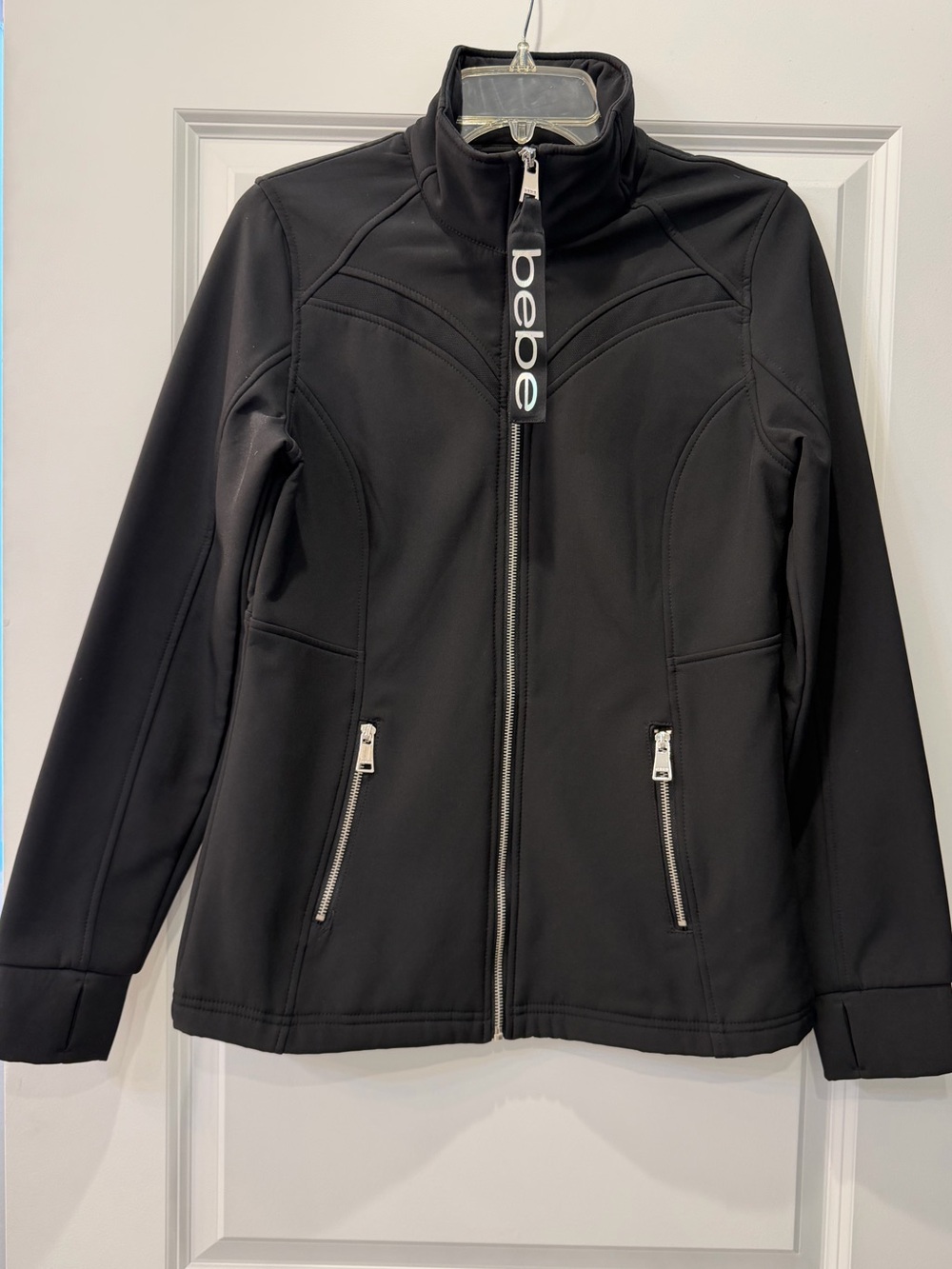 Bebe Sport Black Utility Zip Jacket with Logo Pull